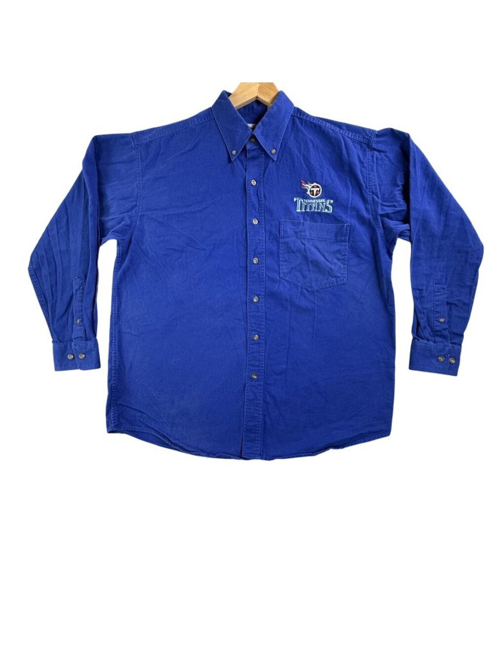 Vintage Tennessee Titans Shirt Mens Large Blue NFL Football Pro Elite Button Up